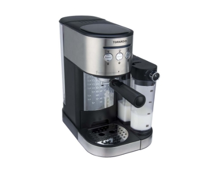 صورة ماكينة قهوة إسبريسو أوتوماتيك 15 بار 1.2 لتر ، 1230-1470 وات من تورنيدو فضي وأسود TCM-14125