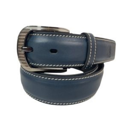 صورة Bamm حزام رجالي جلد طبيعي بام لون ازرق 4 سم يصلح كاجوال وكلاسيك