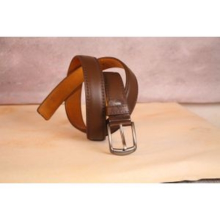 صورة Bamm حزام رجالي جلد طبيعي لون بني 4 سم