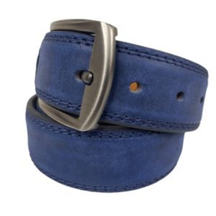 صورة Bamm حزام رجالي جلد طبيعي بام لون ازرق 4 سم يصلح كاجوال وكلاسيك بول اب