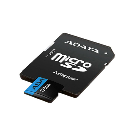 صورة ADATA (AUSDX128GUICL10A1) بطاقة ذاكرة 128 جيجا مع محول أزرق