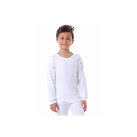 صورة ملابس داخلية للأولاد بأكمام طويلة بيضاء