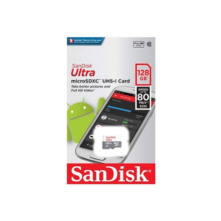 صورة بطاقة SanDisk Ultra 128GB microSDXC UHS-I 80 ميجابايت / ثانية 533X