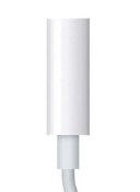 صورة محول كابل Lightning إلى منفذ USB لمقبس سماعة أذن مقاس 3.5 ملم أبيض