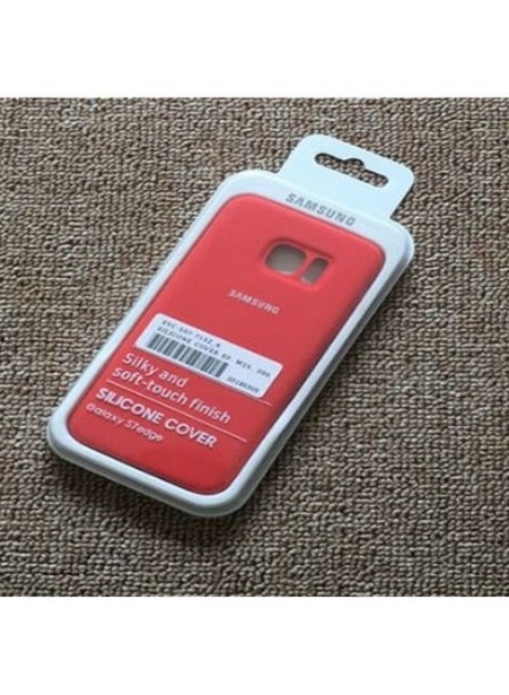 صورة جراب خلفي سيليكون لهاتف Samsung Galaxy S7 Edge أحمر
