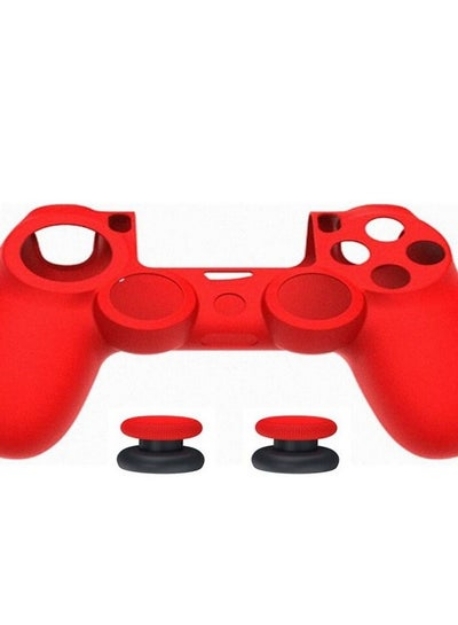 صورة غطاء سيليكون لجهاز تحكم PS4 أحمر