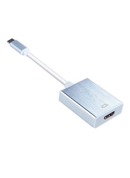 صورة كابل تحويل من Type-C ذكر إلى HDMI لأجهزة لابتوب ماك بوك فضي/أبيض