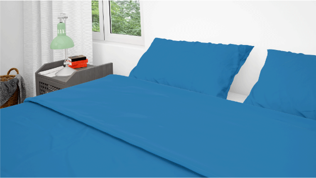 صورة Flat bed sheet set, Signal Blue