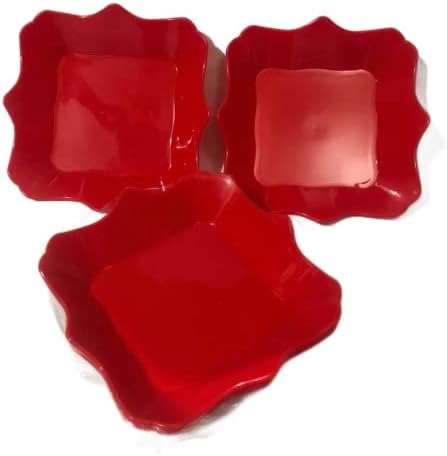 6 اطباق بلاستك بيور تستخدم فى الميكرويف، احمر