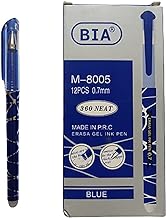 قلم حبر ازرق من بي اي ايه مزود باستيكية - موديل M-8005 - عبوة من 12 قطعة -0.7 ملم - ازرق