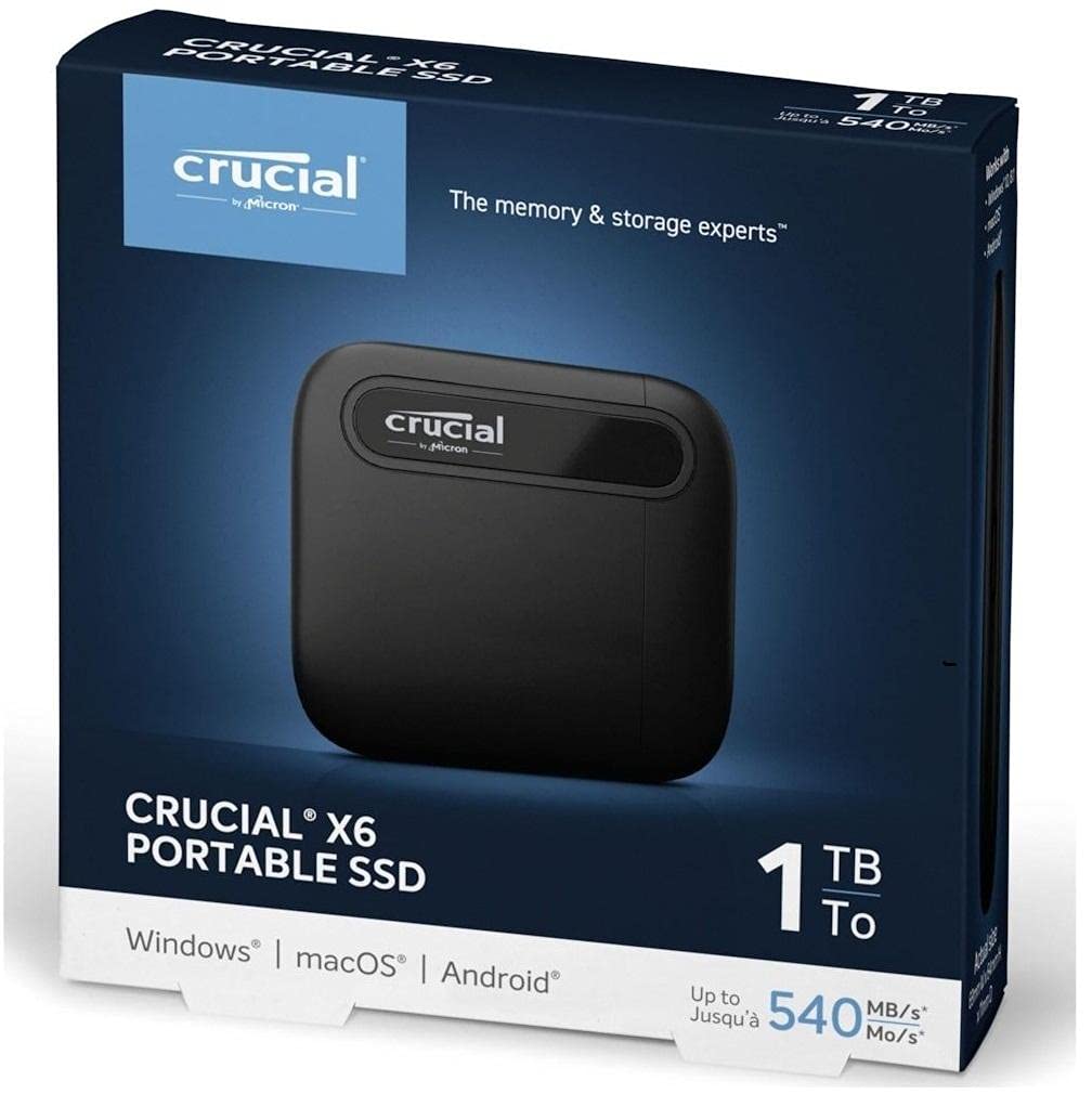 ‏CRUCIAL X6 خارجي محمول SSD سعة 1 تيرابايت بسرعة 540 ميجابايت USB 3.2 TYPE-C مقاوم للسقوط‏