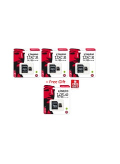 بطاقة ذاكرة فلاش MicroSDHC فئة 10 من القماش بسعة 128 جيجابايت، حزمة 3+1 مجانًا بسعة 128 جيجابايت