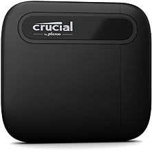 Crucial CT1000X6SSD9 X6 1 تيرابايت SSD محمول - ما يصل إلى 540 ميجابايت - ثانية - USB 3.2 - محرك أقراص الحالة الصلبة الخارجية ، USB-C ، أسود