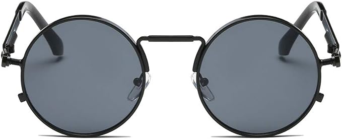 نظارة شمسية رترو ستيمبنك باطار مستدير باللون الاسود للرجال, أسود