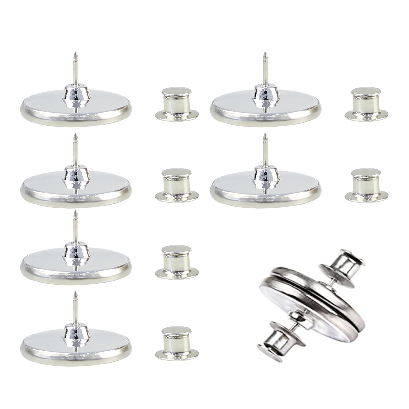 8 Pcs Curtain Magnets Closure for Drapes, Round Magnetic Curtain Clips Metal Holdback Button to Prevent Lights from Leaking, Detachable Drapery Weights Magnet with Back Tack for Home Bedroom Draperies