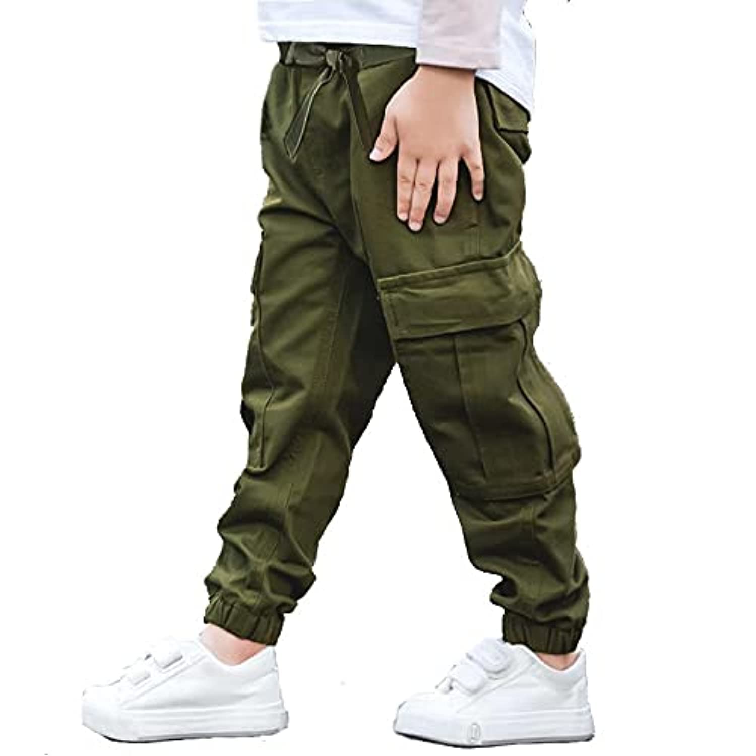 Buggy Drawstring Pants for children 12-14 years old - olive color Color Green Size 12-14 Years