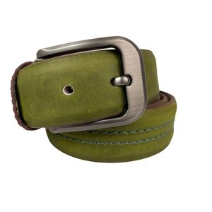 Bamm حزام رجالي جلد طبيعي لون اخضر 4 سم يصلح كاجوال وكلاسيك بول اب