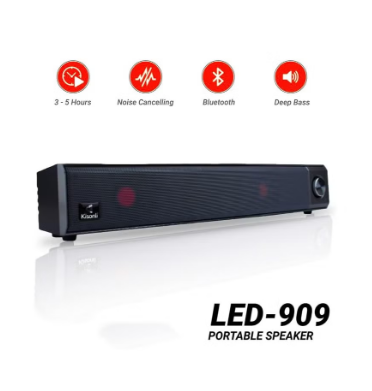 مكبر صوت ساوند بار لاسلكي محمول باضاءة LED متعددة مزود ببلوتوث من كيسونلي LED-909 أسود