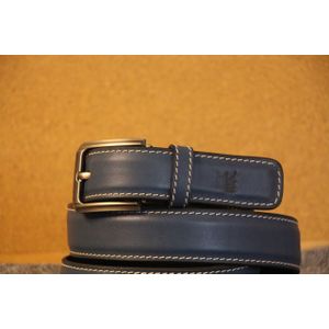 Bamm حزام رجالي جلد طبيعي لون ازرق 3.5 سم طول 115 سم