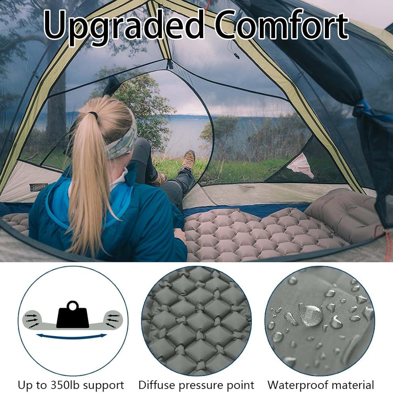 Camping Sleeping Pad, Ultralight Camping online Mat with Pillow Built-in Foot Pump