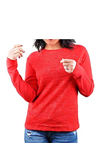 FG Cotton Round Neck Blouse For Women Color Red Size L