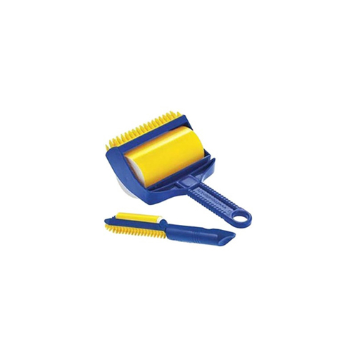 طقم بكرة جمع الوبر قابلة لإعادة الاستخدام من قطعتين أصفر/أزرق