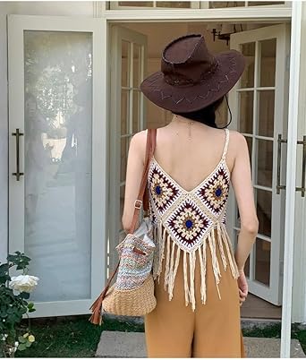 SHOWDAY Women's Summer Crochet Sleeveless Crop Top Colorful