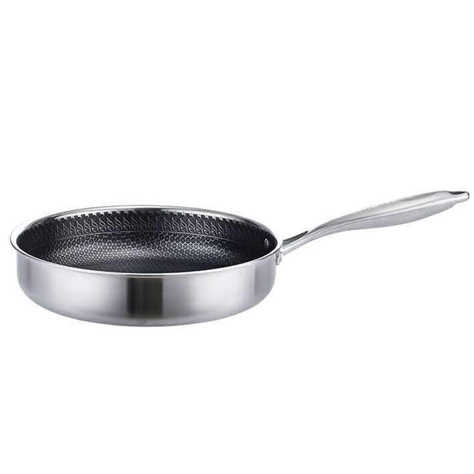 304 Food Grade Stainless Steel Multifunctional Frying Pan Pot Wok Three-Layer Skillet Griddle Cooking Grill Smokeless Cookware (Color : 28cm no cover)