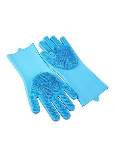 ‏مقاومة للحرارة عدم الانزلاق للماء دائم سيليكون غسل الصحون قفازات الأزرق‏