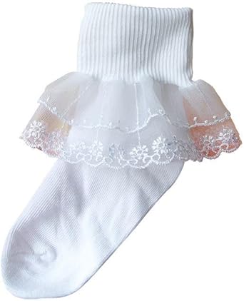 Girls Lace Socks Ruffle Frilly Cotton Anklet Dress Socks for Kids Toddler  Girls
