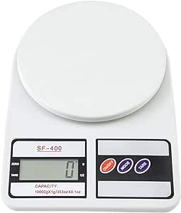 ميزان مطبخ رقمي عالي الدقة 10 كجم - ميزان إلكتروني أبيض - ميزان مطبخ محمول بشاشة LCD، 10 كيلوجرام