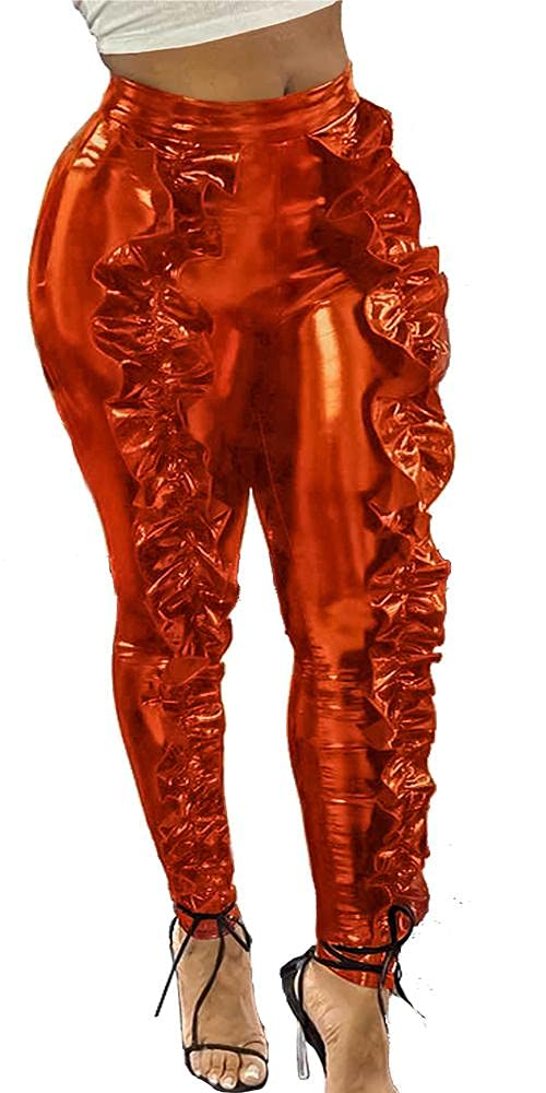 Skinny One Size Pants For Women Color Orange Size One Size