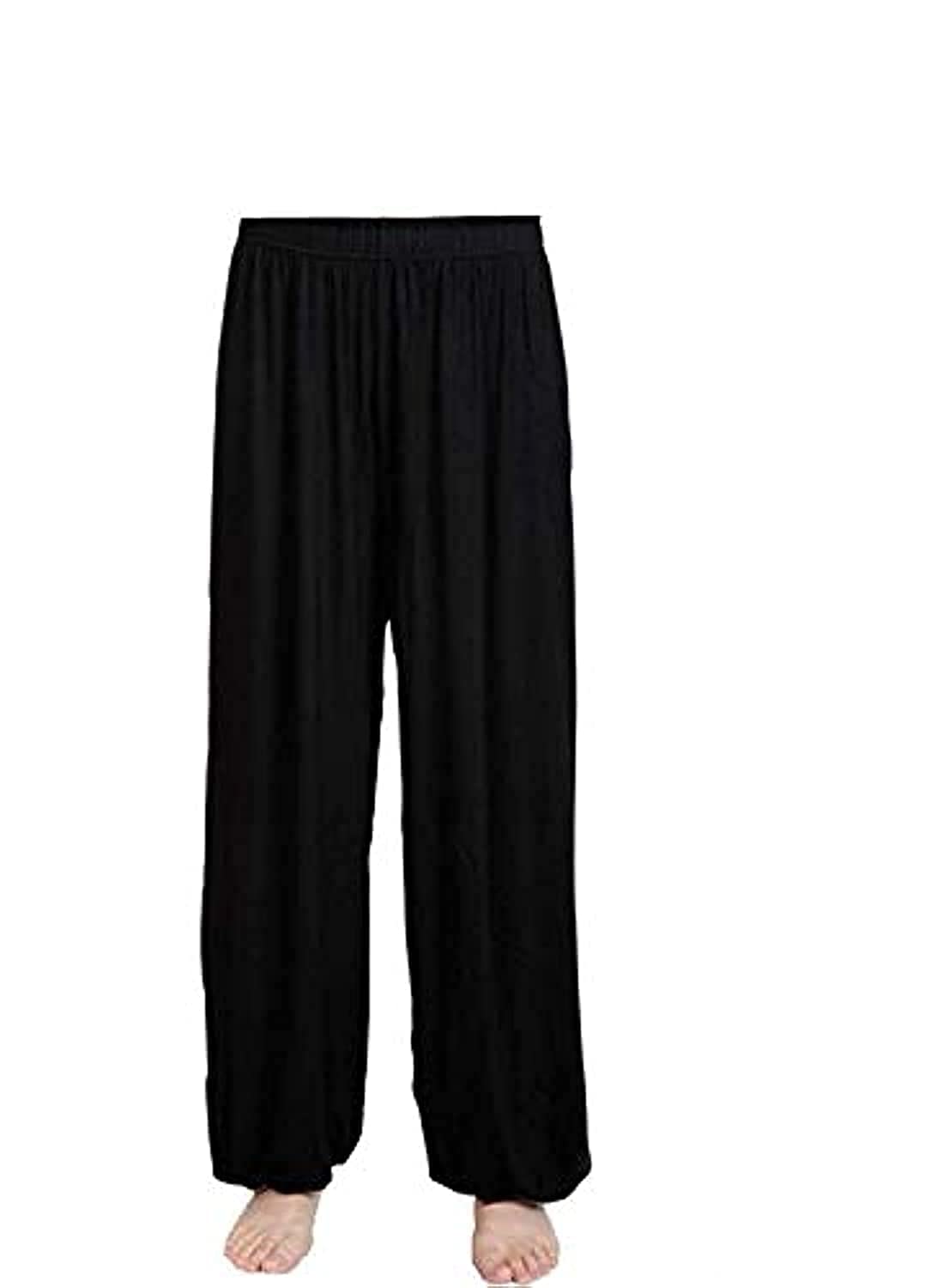 Men's long black loose dance Pants Gigong pants Tai Chi yoga pants Color Black Size XL