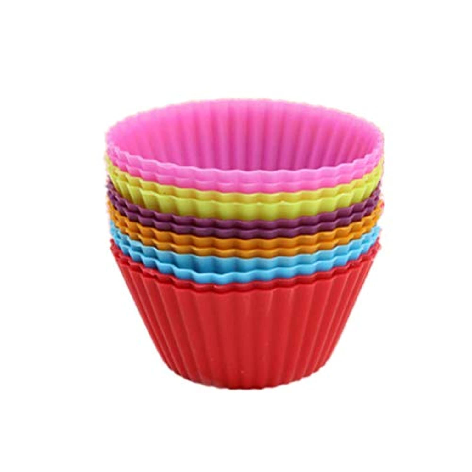 12 P cs Silicone Cupcake Molds Muffin Molds Cupcake Cases (12 Round Cups) Non-Stick, Heat Resistant Up to 480 F Baking Molds, Food Grade