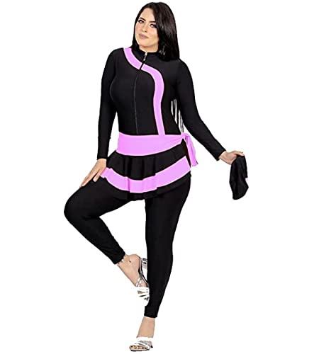 Black with Pink Muslim Burkini Swimsuit  Size M