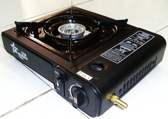 Max Gas Stove MS-2500 (Black), 8000 BTU, Camp Stove, with Carrying Case