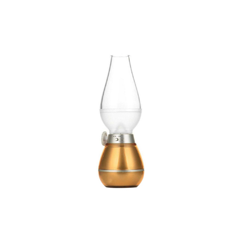 مصباح LED كلاسيكي بتصميم مصباح زيتي ينطفأ عند النفخ قابل لإعادة الشحن ومزود بمنفذ USB ذهبي 0.04وات