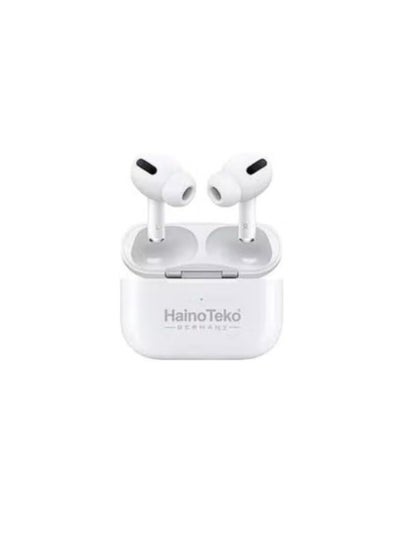 سماعات أذن بلوتوث Haino Teko GERMANY Air-5 - صوت ممتاز، باس عميق، سماعات أذن لاسلكية حقيقية - تصميم خفيف الوزن - مكالمات واضحة للغاية - غطاء واقٍ مجاني - متوافق مع Android وiOS، أبيض