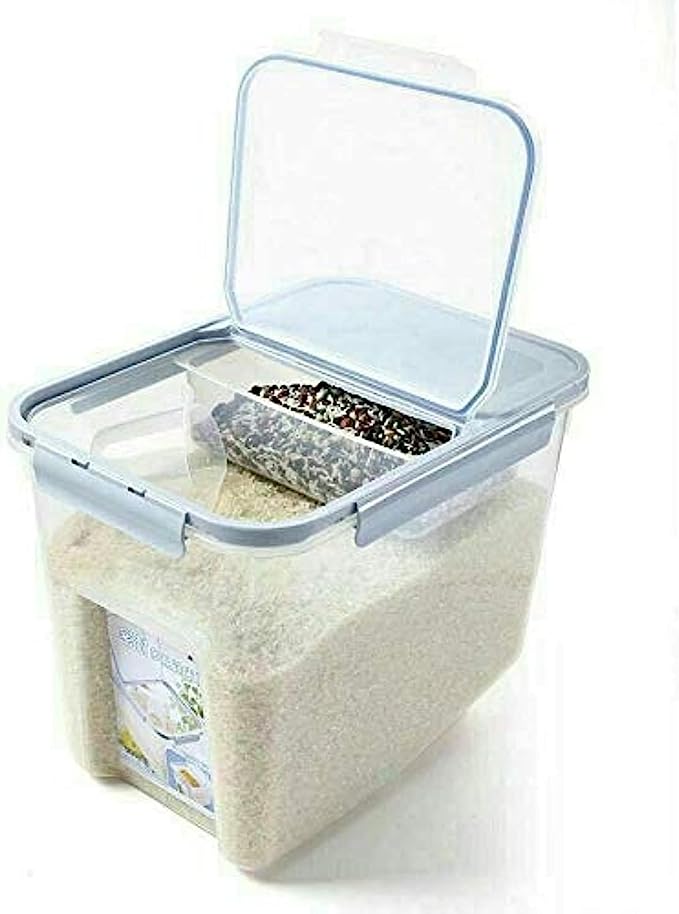 صندوق تخزين للبقوليات والأرز مع كوب بسعة 5 كجم