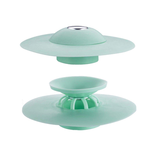 قطعتين من سدادة حوض الاستحمام، سدادة قابلة للحمل مصنوعة من السيليكون، ومصفاة الاحتفاظ بالماء الساخن بحوض الاستحمام، لون اخضر