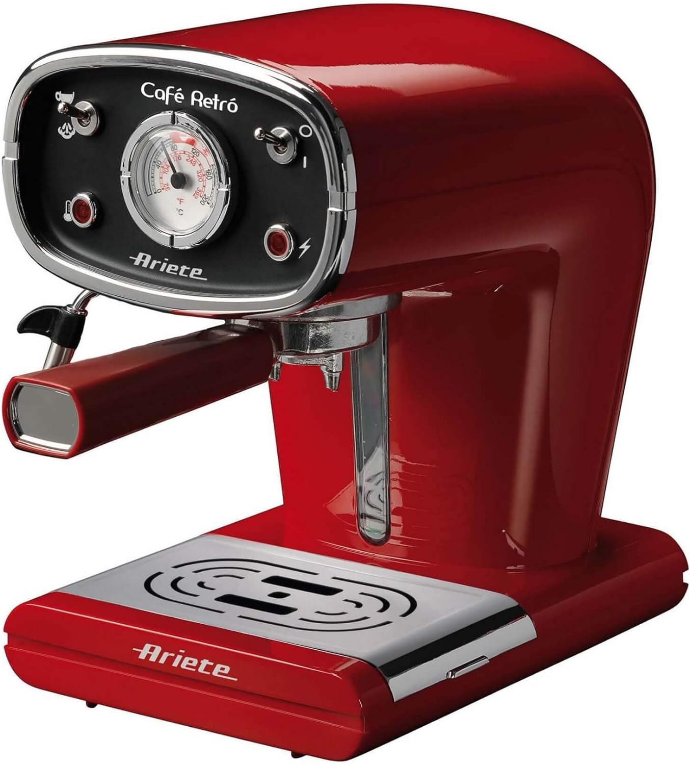 ماكينة تحضير القهوة بالضغط مصنوعة من الستانلس ستيل بتصميم كلاسيكي وقدرة 900 وات من اريتي، سعة 1 لتر، لون أحمر، 1388A