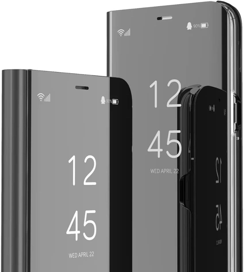 جراب حماية قابل للطي لموبايل سامسونج جالاكسي A54 شبكة الجيل الخامس 5G، جراب موبايل ذكي فاخر مع نافذة عرض الوقت من كوماكو - لون أسود