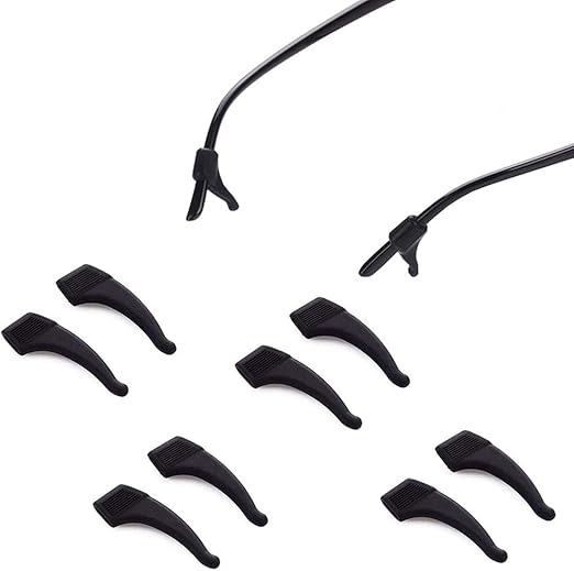 5 ازواج من خطافات الاذن المصنوعة من السيليكون للنظارات، حامل مضاد للانزلاق لاطراف الصدغ للنظارات الشمسية (اسود), أسود, 2.5mm x 15mm x 38mm
