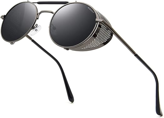 نظارة شمس ستيم بانك بعدسات مستديرة مستقطبة واقية من الاشعة فوق البنفسجية 400 مع اطار معدني بتصميم كلاسيكي فينتاج للنساء والرجال من اندويلت