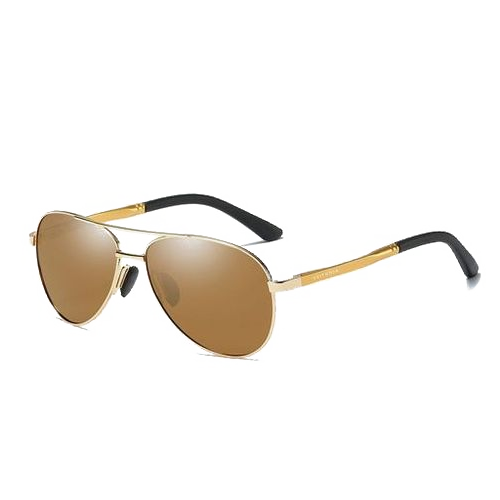 نظارة شمس للرجال أصلية لون ذهبي عدسات عالية الجودة بولاريزد كلاسيك إطار ذهبي