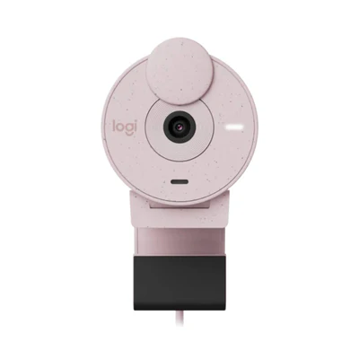 كاميرا ويب Logitech Brio 300 Full HD A 1080p مع تصحيح تلقائي للضوء، وميكروفون لتقليل الضوضاء، واتصال USB-C - وردي