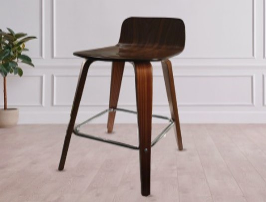 كرسي بار بقاعدة دائرية من الخشب الكونترالطبقات المطلي بطبقة من البوليستر
