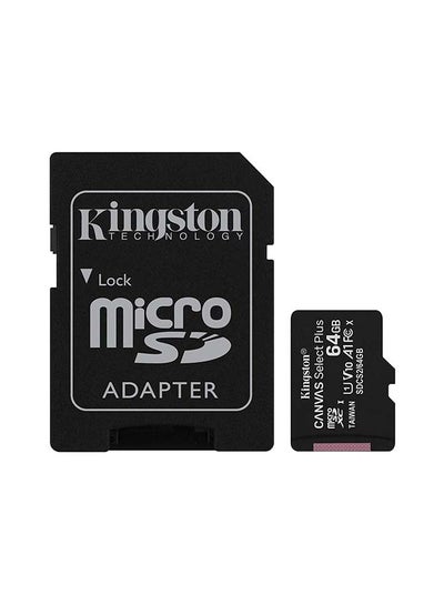 مجموعة من بطاقتي مايكرو SD XC كانفاس سيليكت بلس 100R A1 C10 سعة 64 جيجابايت + محول واحد 64.0 GB