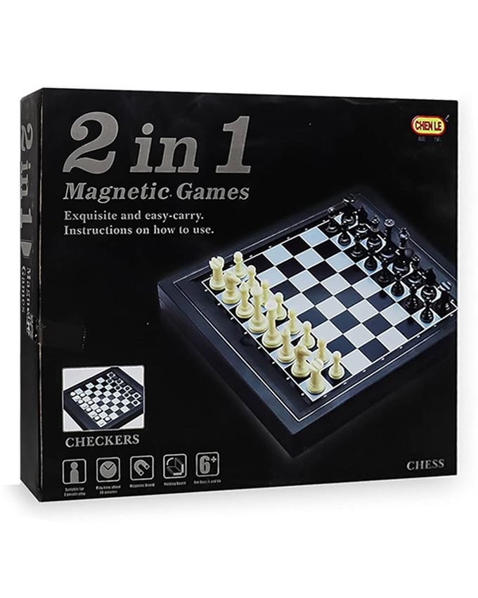 " Magnetic 2-in-1 Game Chess and Checkers Set - Multi Color "