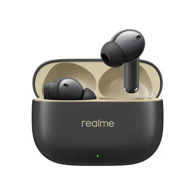 سماعة أذن لاسلكية Realme Buds T300، عمر بطارية يصل إلى 40 ساعة، خاصية إلغاء الضوضاء النشطة، سماعة رأس بلوتوث 5.3 - أسود